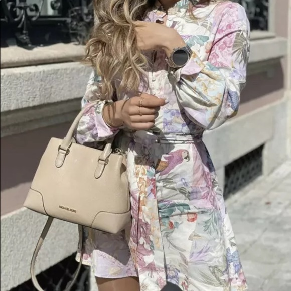 Zara multicolored print floral dress pink white - Picture 8 of 16